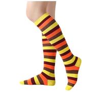 Zanisouta Chaussettes hautes rétro pour femme avec rayures - Chaussettes de sport - Taille unique - Unisexe - Bout sans couture - Bande en latex souple - Clown Halloween - Costume de sorcière