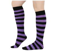 Zanisouta Chaussettes hautes rétro pour femme avec rayures - Chaussettes de sport - Taille unique - Unisexe - Bout sans couture - Bande en latex souple - Clown Halloween - Costume de sorcière
