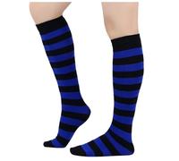 Zanisouta Chaussettes hautes rétro pour femme avec rayures - Chaussettes de sport - Taille unique - Unisexe - Bout sans couture - Bande en latex souple - Clown Halloween - Costume de sorcière