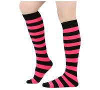 Zanisouta Chaussettes hautes rétro pour femme avec rayures - Chaussettes de sport - Taille unique - Unisexe - Bout sans couture - Bande en latex souple - Clown Halloween - Costume de sorcière