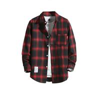 Zanisouta Chemise en flanelle pour homme à manches longues, chemise de travail coupe droite, à carreaux, avec double poche, chemise de loisirs, style bûcheron, décontractée, en plein air, chemise