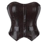 Zanisouta Corset dos nu pour femme - Corset push up - Costume d'Halloween élégant avec cordon de serrage - Corset léger - Pour carnaval, danse, fête, lingerie sexy, O Marron., S