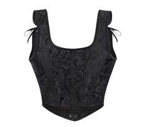 Zanisouta Corset steampunk pour femme - Corset victorien Renaissance - Bustier d'Halloween - Corset - Costume de pirate - Gilet à bretelles - Vintage - Chemisier en satin - Haut jacquard, O Noir., L