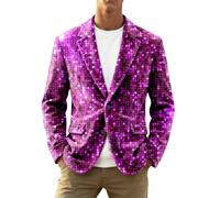 Zanisouta Costume de carnaval pour homme - Veste à paillettes - Costume sportif - Blazer - Tenue de fête - Coupe ajustée - Veste de costume - Veste de smoking - Costume de carnaval des années 80