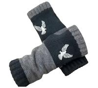 Zanisouta Gants d'hiver pour femme - Gants chauds en tricot - Manches longues - Mitaines extensibles - Mitaines mi-doigts - Chauffe-pouls - Gants thermiques, O bleu marine, taille unique