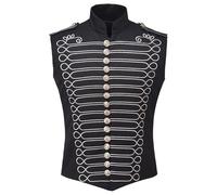 Zanisouta Gilet de costume Steampunk Hussar - Style Napoléon - Gilet fonctionnel militaire - Veste de travail victorien - Gilet de travail vintage - Gilet de loisirs sans manches, O blanc., XXL