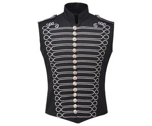 Zanisouta Gilet de costume Steampunk Hussar - Style Napoléon - Gilet fonctionnel militaire - Veste de travail victorien - Gilet de travail vintage - Gilet de loisirs sans manches, O blanc., XXL