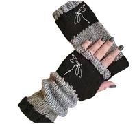 Zanisouta Mitaines pour femme - Mitaines multicolores - Sans doigts - Trou pour le pouce - Mitaines souples - Chauffe-pouls - Gants d'hiver extensibles, O Noir., taille unique
