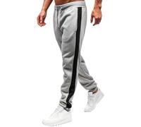 Zanisouta Pantalon de survêtement pour homme - Coupe ajustée - Décontracté - Avec bandes latérales - En polaire - Chaud - Stretch - Couleur unie - Cordon de serrage - Avec poches, O gris clair, L