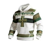 Zanisouta Sweat à capuche gaufré pour homme Saint Patrick - Manches longues - Tenue de festival - Trèfle irlandais - Confortable et polyvalent - Streetwear, P blanc., M