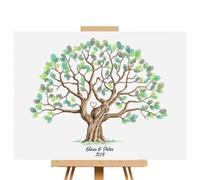Zankie Arbre À Empreintes Digitales, Livre d'or De Mariage, Affiche De Signature, Sélection De Cadeaux Colorés sur Toile pour Réception De Mariage, Gardez La Mémoire, 30x42 Cm