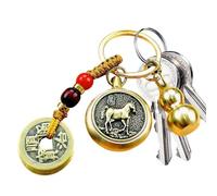 Zankie Porte-clés du Zodiaque Chinois, Porte-clés Chinois Feng Shui | Porte-clés de Gourde d'argent Fengshui,Porte-clés Gourde Feng Shui du Zodiaque, Gourde en Laiton, pièce Porte-Bonheur, apporte