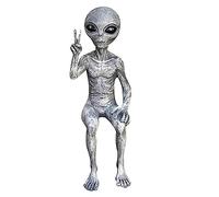 Zankie Statue Extraterrestre,Statue Extraterrestre 15cm-Ensemble Deux Art Extra-atmosphérique Gris Paix DuShelf Sitters Statue Figurine,Décoration Figurine Extraterrestre