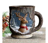 Zankie Tasse À Café En Écorce De Noël - Verres D'élan De Noël Amusants En Résine 3D Fissures, Tasses De No-ël Pour Boissons Chaudes Et Froides, Thé, Jus De Lait, Vacances, Fête D'hiver, Ferme