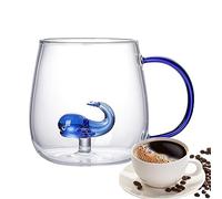 Zankie Tasse à café en Verre Borosilicate, Animal Mignon à l'intérieur, Tasse à thé, Figurine de Dessin animé, Cadeau de Noël, d'anniversaire, de Saint-Valentin, pour enf Ants, Femmes, Hommes, 350 L