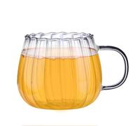 Zankie Tasses à Citrouille en Verre, Tasse Transparente en Forme de Citrouille, Tasse à café Transparente avec poignée, Tasse en Verre de Citrouille, Tasse à thé et à Lait 400 l