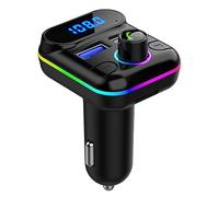 Zankie Voiture Blue-Tooth, transmetteur FM Blue-Tooth pour Lecteur MP3 Voiture | Appel Mains Libres, Deux Ports USB | Écran LED, lumière ambiante Sept Couleurs