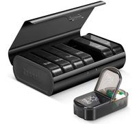 Zannaki Pilulier hebdomadaire XL en métal 2 fois par jour, grand pilulier de voyage quotidien 7 jours, pilulier portable pour la semaine deux fois, pilulier matin, pilulier pour médicaments vitaminés,