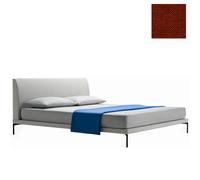 ZANOTTA lit deux personnes TALAMO avec pieds noir pour matelas 160 x 200 cm (24838 - Cat. 20 - VALE 37% Lin / 63% Coton)
