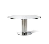 ZANOTTA table ronde MARCUSO (Ø130 cm - cristal et acier inox)