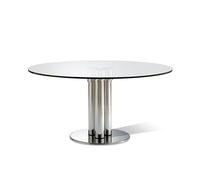 ZANOTTA table ronde MARCUSO (Ø140 cm - cristal et acier inox)