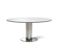 ZANOTTA table ronde MARCUSO (Ø150 cm - cristal et acier inox)