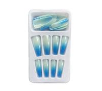 Zanthicia 1 ensemble presse sur ongles cercueil dégradé Extra longs ongles détachable mode ballerine manucure Kit pour les filles , Tapez 5, gelée 24Pcs , 2g colle