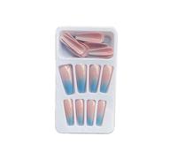 Zanthicia 1 ensemble presse sur ongles cercueil dégradé Extra longs ongles détachable mode ballerine manucure Kit pour les filles , Tapez 20, gelée 24Pcs , 2g colle