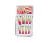 Zanthicia 1 ensemble presse sur ongles cercueil dégradé Extra longs ongles détachable mode ballerine manucure Kit pour les filles , Type 2, gelée 24Pcs , 2g colle