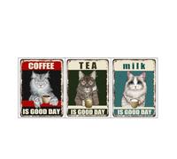 Zanthicia 3 pièces chats affiche Vintage esthétique intérieur anglais combinaison signes mur autocollant Art décalcomanie lit salle de bain