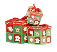 Zanthicia Boîte de décoration de noël en papier recouvert robuste, boîte-cadeau décoration d'arbre noël empilable, coffret cadeau