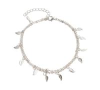 Zanthicia Bracelets de Cheville Perles Rondes Or Argent Feuille Pied Bijoux Accessoire de Mode Cadeau créatif Bracelets Cheville pour Adolescentes Femmes, Argent