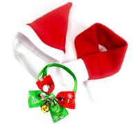 Zanthicia Chapeau de père noël Cloche écharpe Ensemble Costumes de noël pour Animaux Compagnie vêtements Chiot fête Adorable mémorial Pansement Animaux Accessoires ménage, M