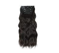 Zanthicia Ensemble d'extensions de cheveux à clips, 4 pièces, réglables selon les préférences, doux, ensemble de quatre pièces perruques longues et ondulées, facile, Marron Noir, 55CM