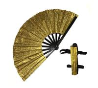 Zanthicia Éventail de Kung Fu compact en os de bambou pour les passionnés des réseaux sociaux. L'éventail compact est pratique. Éventail à poudre scintillante, tapez+2