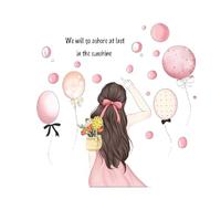 Zanthicia Fée fille à la mode autocollant mural papier peint auto-adhésif décor à la maison bricolage ballons murs décoration chambre salon