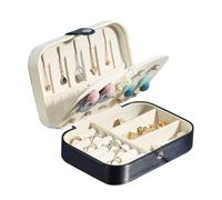 Zanthicia Femme bijoux boîte de rangement Portable couleur unie réglable double couche boucle d'oreille oreille goujon cheville collier étui à bijoux, Bleu blanc
