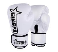 Zanthicia Gants de Boxe durables pour entraînement Muay Thai Intenses, Boxe thaïlandaise, Gants MMA Kickbox karaté, Blanc, 6OZ