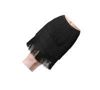 Zanthicia Jupe de danse latine à trois volants, respirante, taille élastique résistante, idéale pour les spectacles et les entraînements, Noir, XL