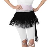Zanthicia Jupe portefeuille à franges et pompons, idéale pour la danse orientale et les danses latines. Ceinture de danse orientale, chaîne de taille, tenue scène.
