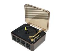 Zanthicia Lecteur CD Portable Compact avec compatibilité Haut-Parleur Externe Lecteur CD à Deux Haut-parleurs avec Haut-parleurs rétro ABS, Brun