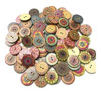 Zanthicia Lot de 100 Boutons en Bois Crochet Multicolore Attache Décorative DIY Bouton Rond Ornement Manteau Attache en Bois Utile, couleur aléatoire, 25mm