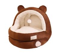 Zanthicia Niche-lit Confortable pour Chat avec Coussin intérieur Amovible et Balle pour Un Confort Optimal en Automne et en Hiver. Fond antidérapant et imperméable, Brun, S