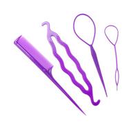 Zanthicia Outil de queue de cheval pour cheveux avec aiguille à tirer, accessoires élastiques pour femmes, ornements coiffure polyvalents sûrs, fournitures beauté, violet