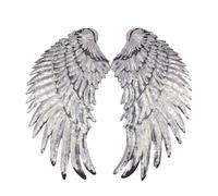 Zanthicia Patch d'aile d'ange de Taille appropriée, avec des Appliques d'ailes à Paillettes, Garniture en Tissu à Motif brodé pour vêtements, Facile Chauffer, Argent