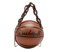 Zanthicia Petit sac à main femme basketball, joli sac cabas rond, choix polyvalent pour un style décontracté et tendance, cabas fille avec bandoulière, petit à main mignon, Brun, 17 cm de diamètre