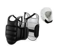 Zanthicia Plastron de karaté avec pour Casque, léger et Confortable, équipement de pour la Boxe, la Muay-thaï et Le Taekwondo, pour Hommes et Femmes, Noir et Blanc, XL