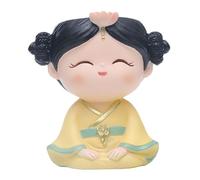 Zanthicia Pot de fleurs en résine à tête dynamique, mignon et décoratif pour jardin, intérieur et extérieur. Idéal pour les amateurs de pots fleurs bureau comme statuette fillette. Créatif, jaune