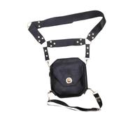Zanthicia Sacoche de Cuisse médiévale adaptée à diverses Occasions, dotée d'une Poche spacieuse pour Les Essentiels et d'une Ceinture/Sac Banane pour Le Quotidien, idéale, Noir, Sac 15 x 16 x 6.5 cm
