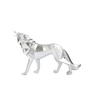 Zanthicia Statue de Loup Abstrait Ornement délicat Miniature Multifonctionnel Conception spéciale Animal Sculpture Bureau noël, Argent, Chien Loup Regarde Le Ciel